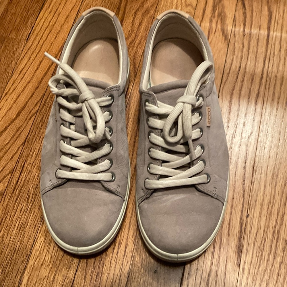 Ecco Gray Minimalist Sneakers with Suede Finish